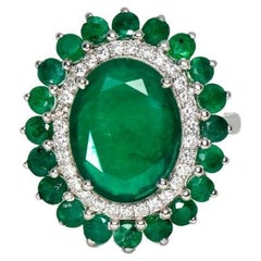 IGI Certified 14K 5.16 Ct Emerald Diamond Antique Art Deco Style Engagement Ring