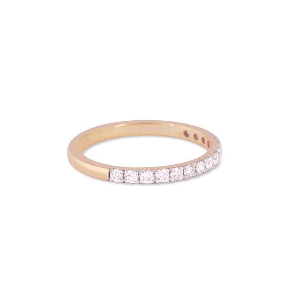 Contemporary IGI Certified 14k Gold 0.4 Carat Natural Diamond F-VVS Rose Thin Band Ring For Sale