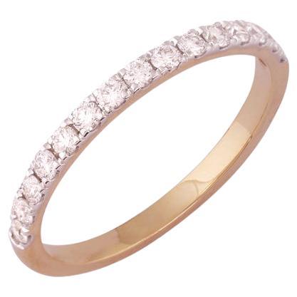 IGI Certified 14k Gold 0.4 Carat Natural Diamond F-VVS Rose Thin Band Ring For Sale