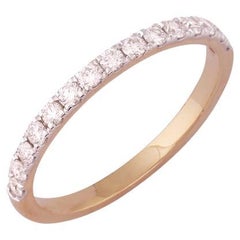 IGI Certified 14k Gold 0.4 Carat Natural Diamond F-VVS Rose Thin Band Ring