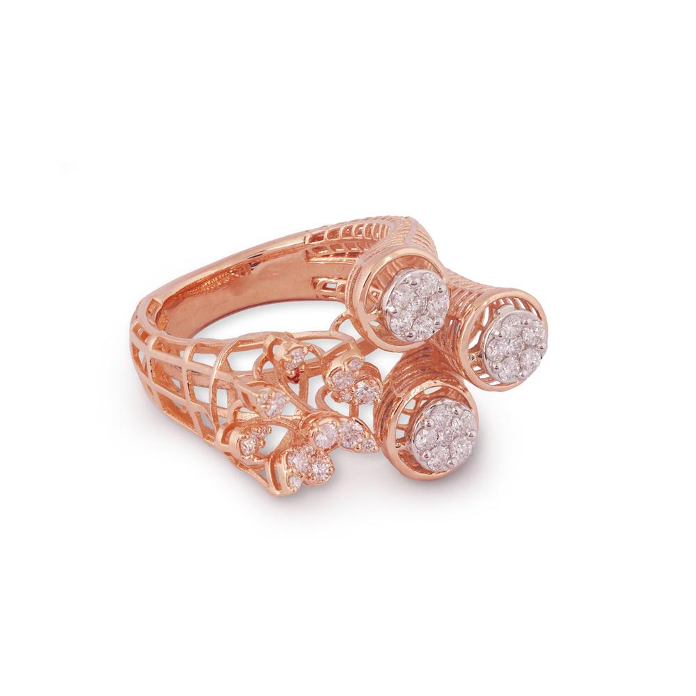 Crafted in 7.06 grams of 14-karat Rose Gold, The Yanside Statement Ring contains 36 Stones of Round Diamonds with a total of 0.66-Carats in F-G Color and VS-SI Clarity.

CONTEMPORARY AND TIMELESS ESSENCE: Crafted in 14-karat/18-karat with 100%