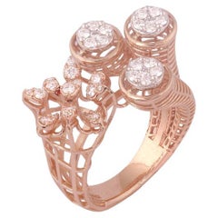 IGI Certified 14k Rose Gold 0.7ct Natural Diamond F-VS Designer Bold Ring