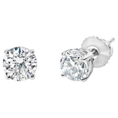 Orecchini con perno solitario di diamanti rotondi da 1,5 carati certificati IGI in oro bianco 14K