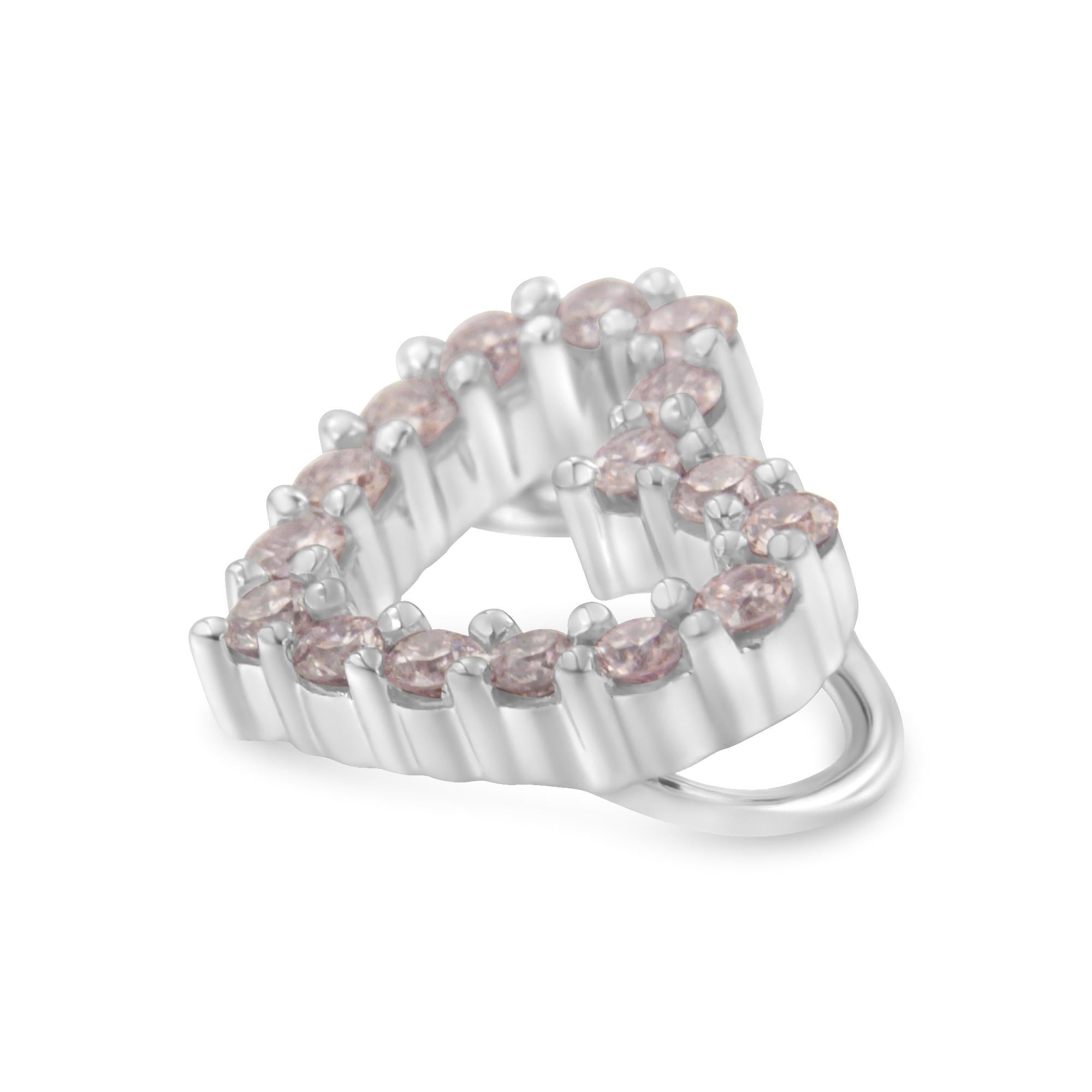 Round Cut IGI Certified 14K White Gold 1/4 Cttw Natural Pink Diamond Heart Necklace