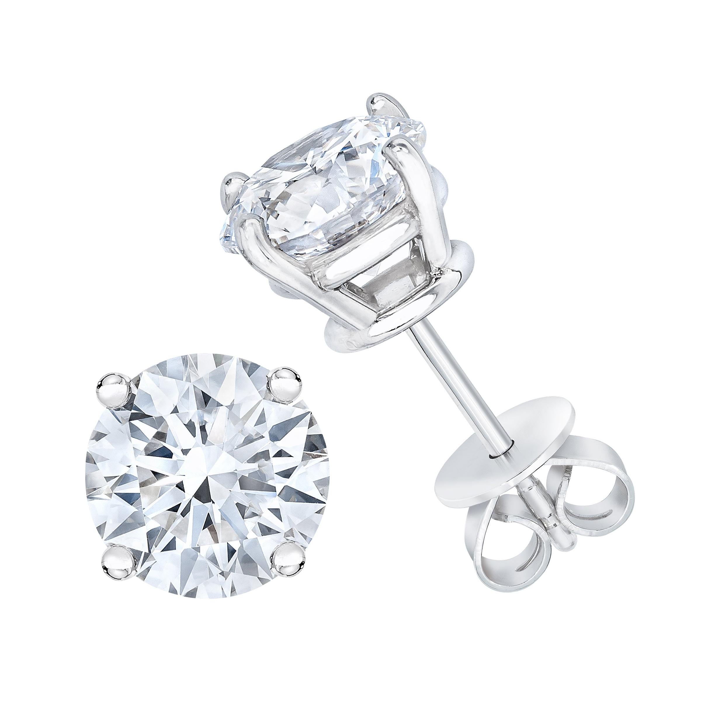IGI Certified 14k White Gold 1.0 Cttw Round Brilliant-Cut Diamond Stud Earrings