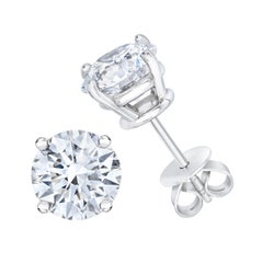 IGI Certified 14k White Gold 1.0 Cttw Round Brilliant-Cut Diamond Stud Earrings