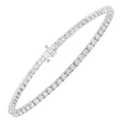 Bracelet tennis en or blanc 14 carats avec diamants de 5,0 carats certifiés IGI 