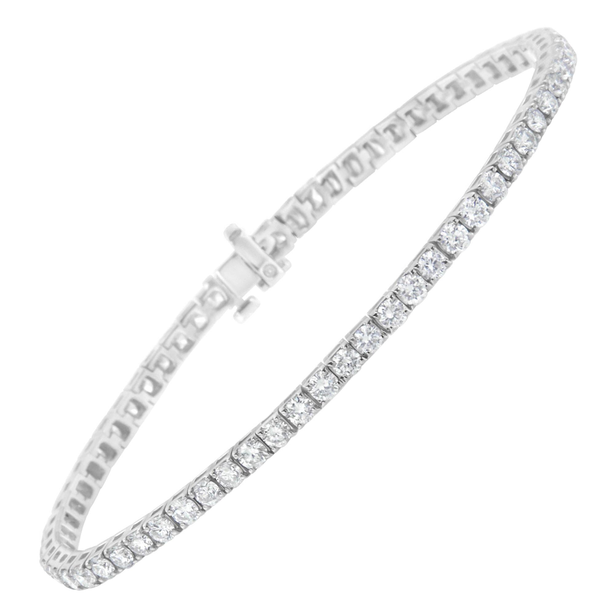 IGI Certified 14k White Gold 5.0 Carat Diamond Tennis Bracelet