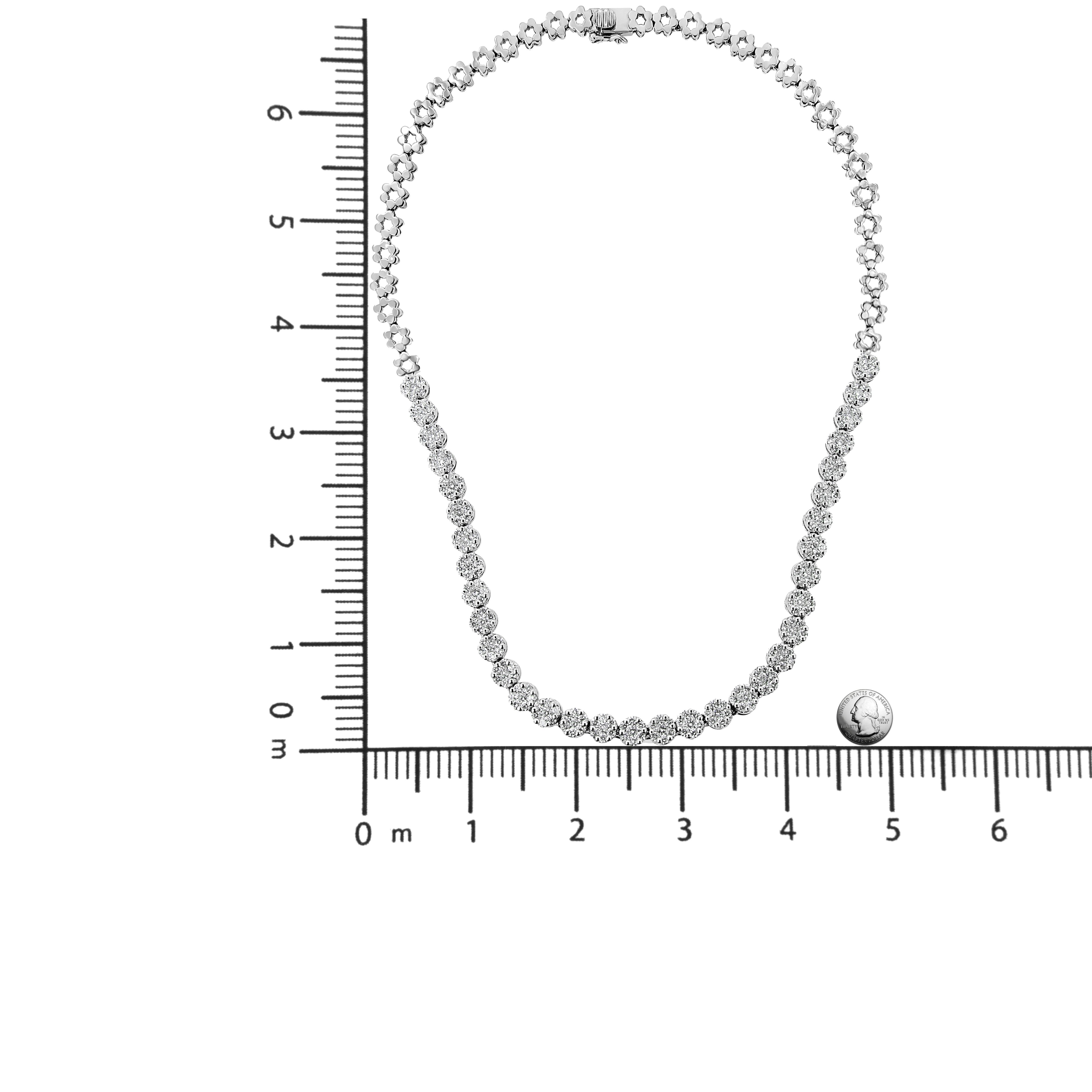 Collier fantaisie Riviera en or blanc 14 carats avec diamants de 8,0 carats certifiés IGI en vente 1