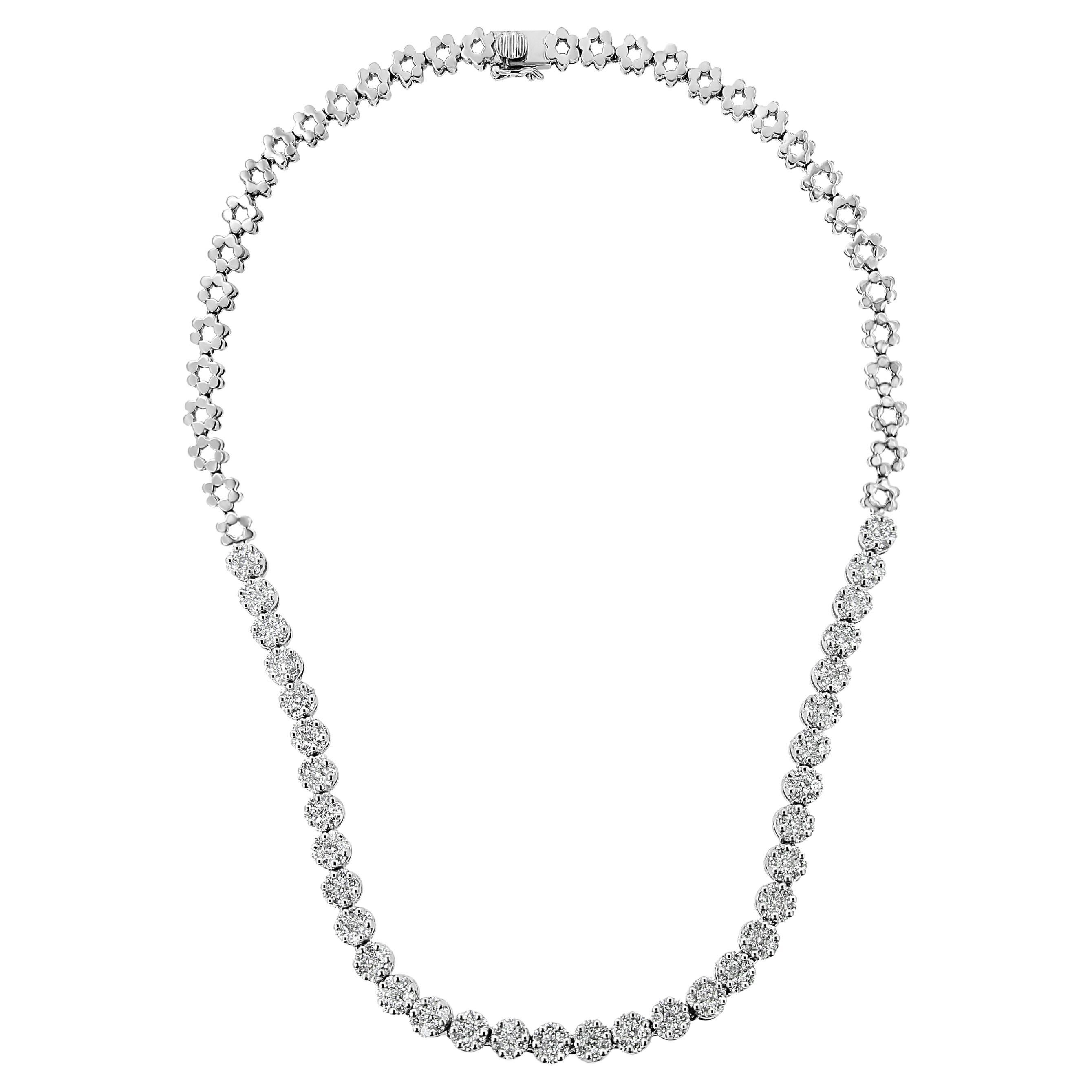 IGI-zertifizierte 14K Weißgold 8,0 Karat Diamant Riviera Statement-Halskette im Angebot