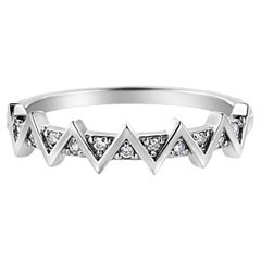 Anello nuziale con accenti di diamanti Zig Zag Wave, certificato IGI in oro bianco 14K