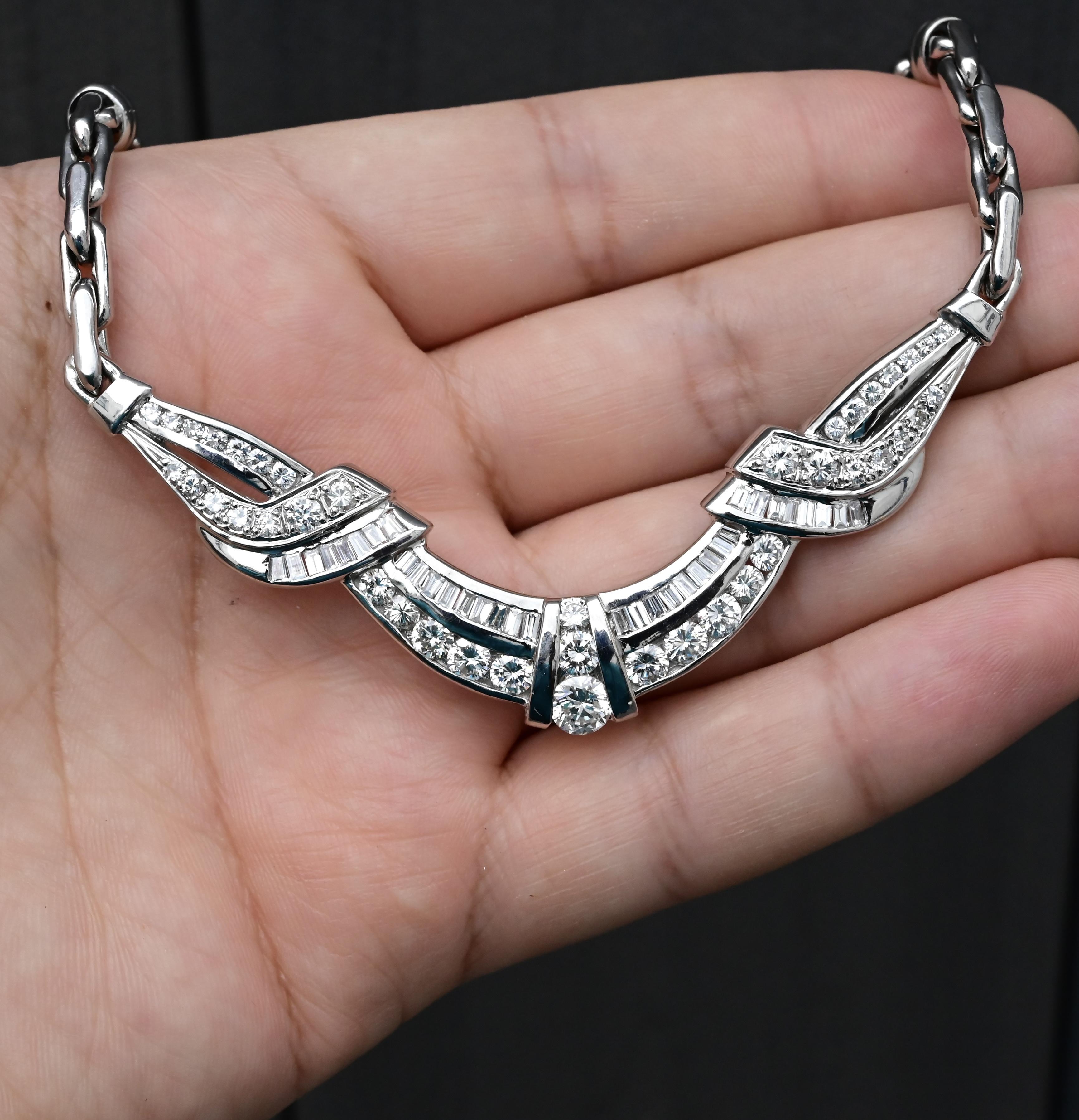 IGI Certified 14K White Gold Diamond Necklace 5.25 TCW Natural Diamonds For Sale 3
