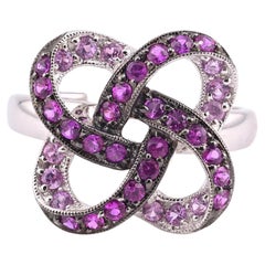 IGI Certified 14K White Gold Ruby & Pink Sapphire Knot Ring 1.08 CTW Size 9