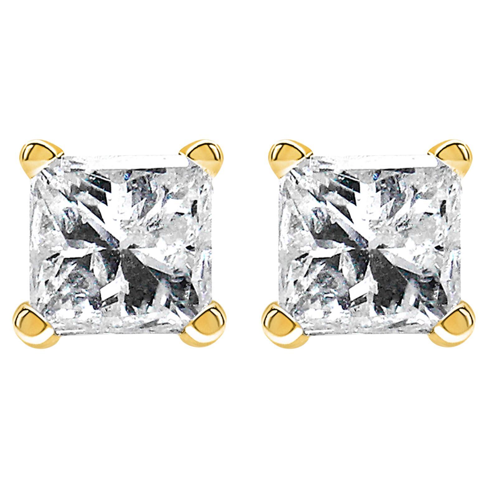 Pendiente de oro amarillo de 14 quilates con certificado IGI de 1/3 quilates de diamante solitario con cierre a presión