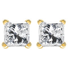 IGI Certified 14K Yellow Gold 1/3 Carat Solitaire Diamond Push Back Stud Earring
