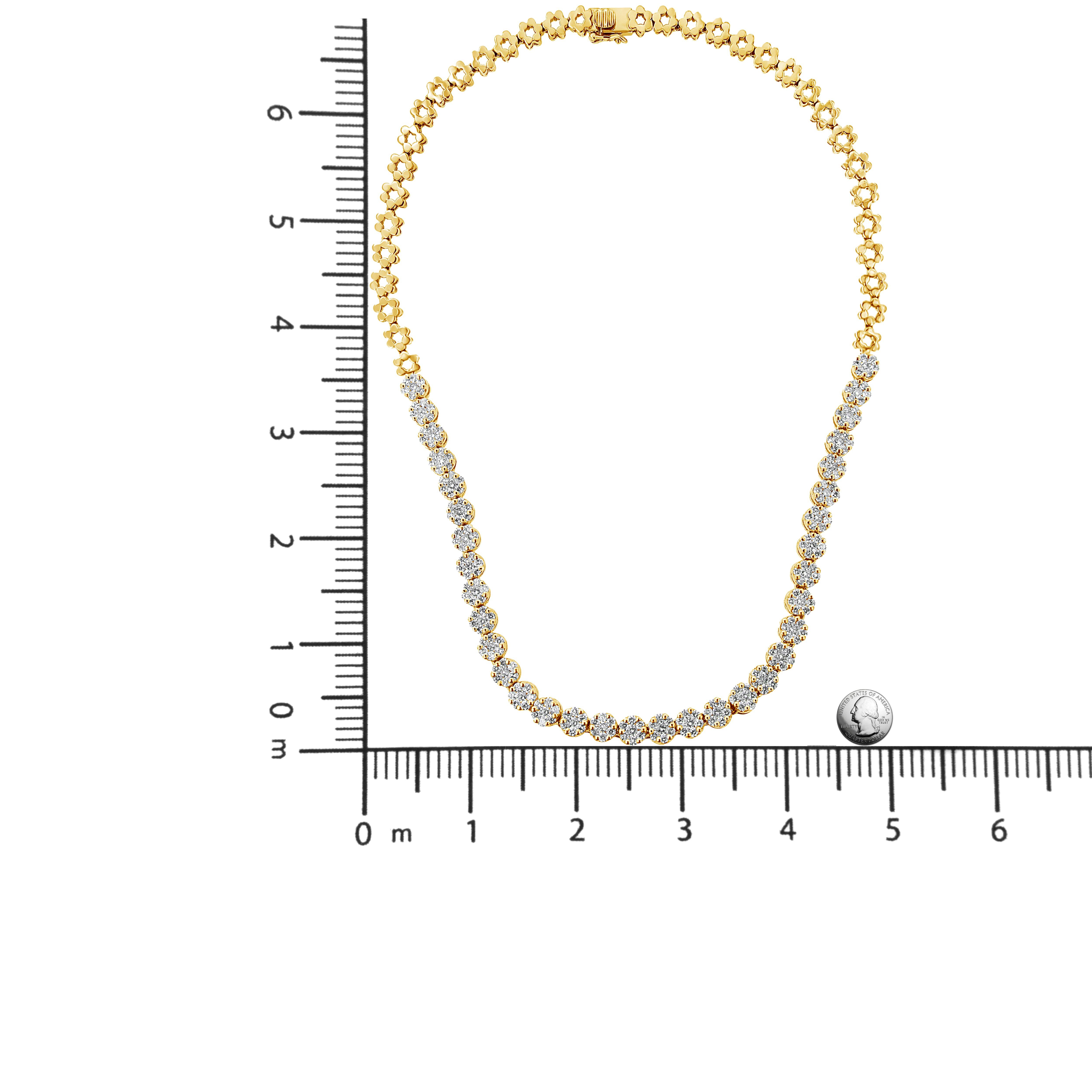 Women's IGI Certified 14K Yellow Gold 8.0 Carat Diamond Riviera Statement Necklace
