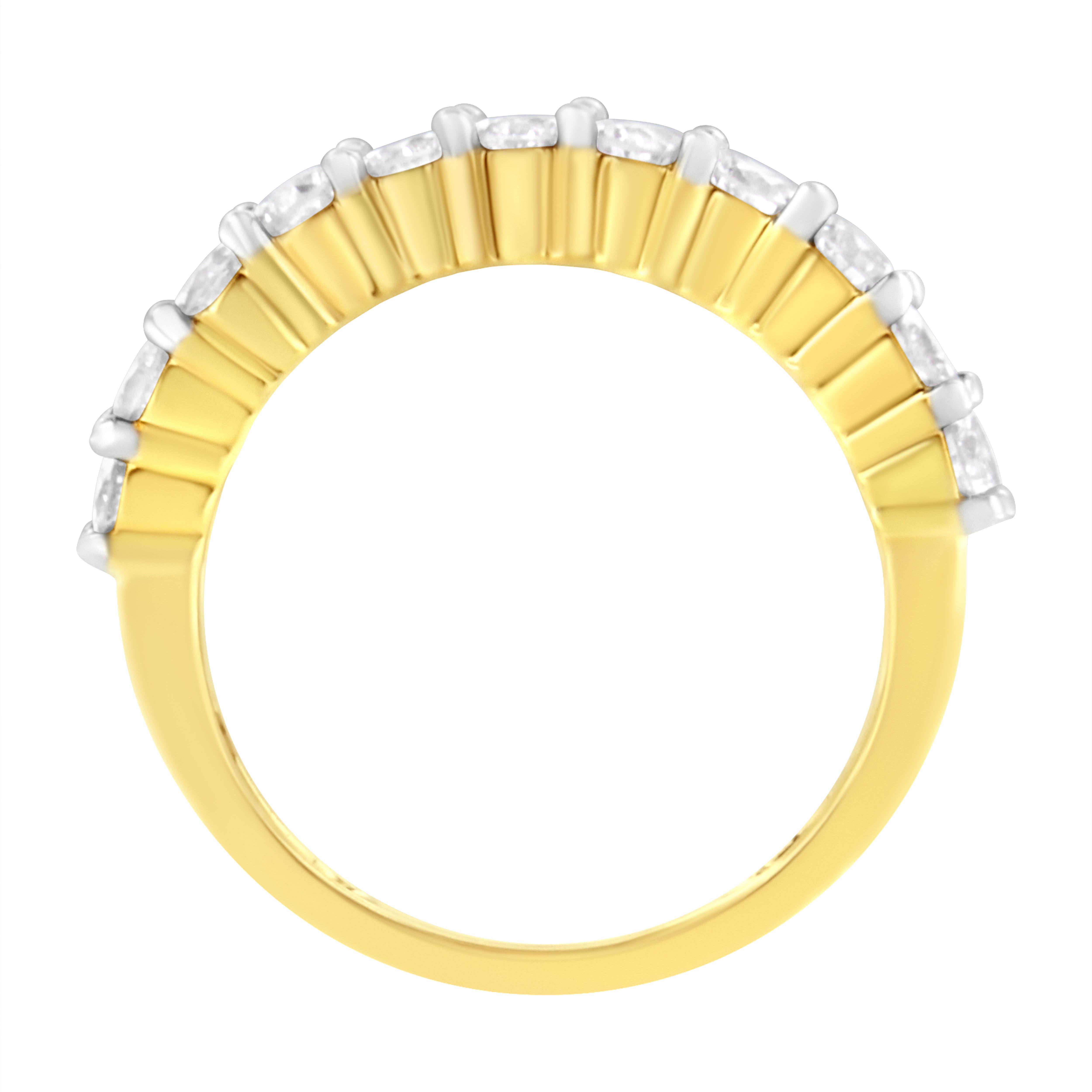 IGI Certified 14K Yellow Gold Over Silver 1.0 Carat Diamond 11 Stone Band Ring 3