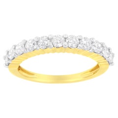 IGI Certified 14K Yellow Gold Over Silver 1.0 Carat Diamond 11 Stone Band Ring