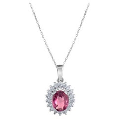 IGI Certified 1.5 Carat Natural Garnet and Diamond Pendant in 14K Gold