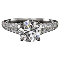 IGI Certified 1.5 Carat Round Cut Diamond White Gold Engagement Ring