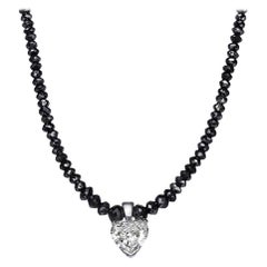 IGI Certified 1.50 Ct Heart Shape Diamond Necklace with 20 Carat Black Diamonds