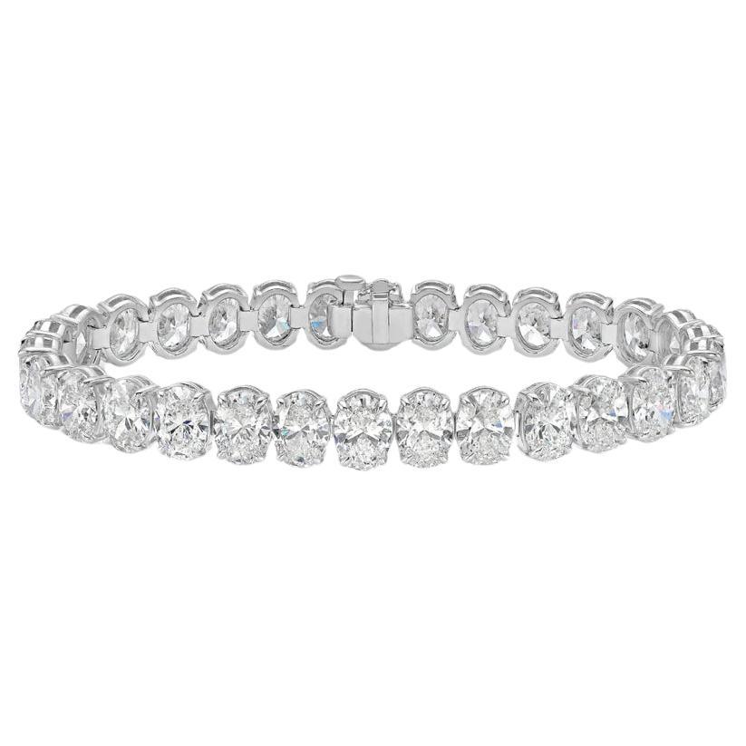 IGI  Bracelet de tennis en or 18 carats certifié 15,00 carats de diamants de forme ovale