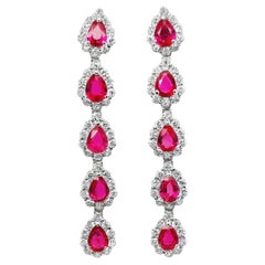 IGI Certified 1.50ct Natural Burma Rubies 0.74ct Diamonds Platinum Earrings