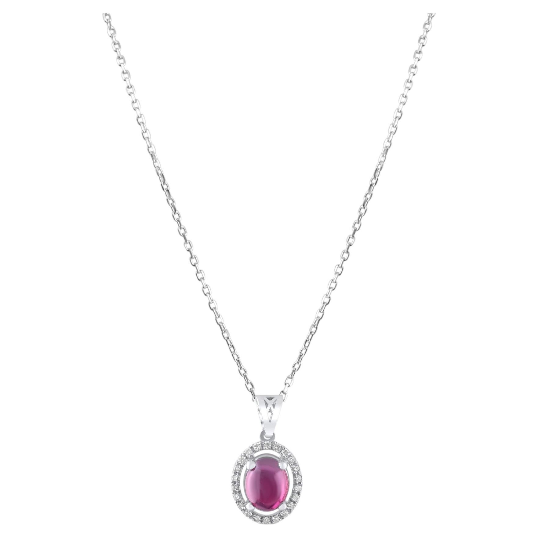 Collana con ciondolo in oro 14 carati con rubino naturale e diamanti certificati IGI da 1,51 carati