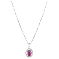 Collier avec pendentif en rubis naturel et diamants certifié IGI, de 1,51 carat, en or 14 carats