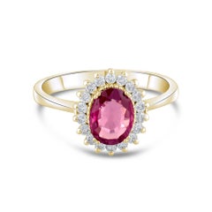 IGI Certified 1.54 Carat Natural Garnet and Diamond Statement Ring in 14K Gold