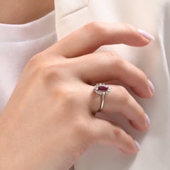 IGI-zertifizierter Statement-Ring aus 14-karätigem Gold mit einem natürlichen Granat von 1,55 Karat und Diamanten