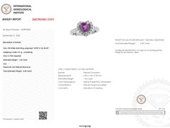 IGI Certified 1.56 Carat Purple Sapphire & Diamond Ring in 18K White Gold