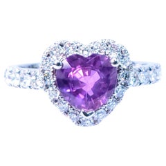 IGI Certified 1.56 Carat Purple Sapphire 
Diamond Ring in 18K White Gold