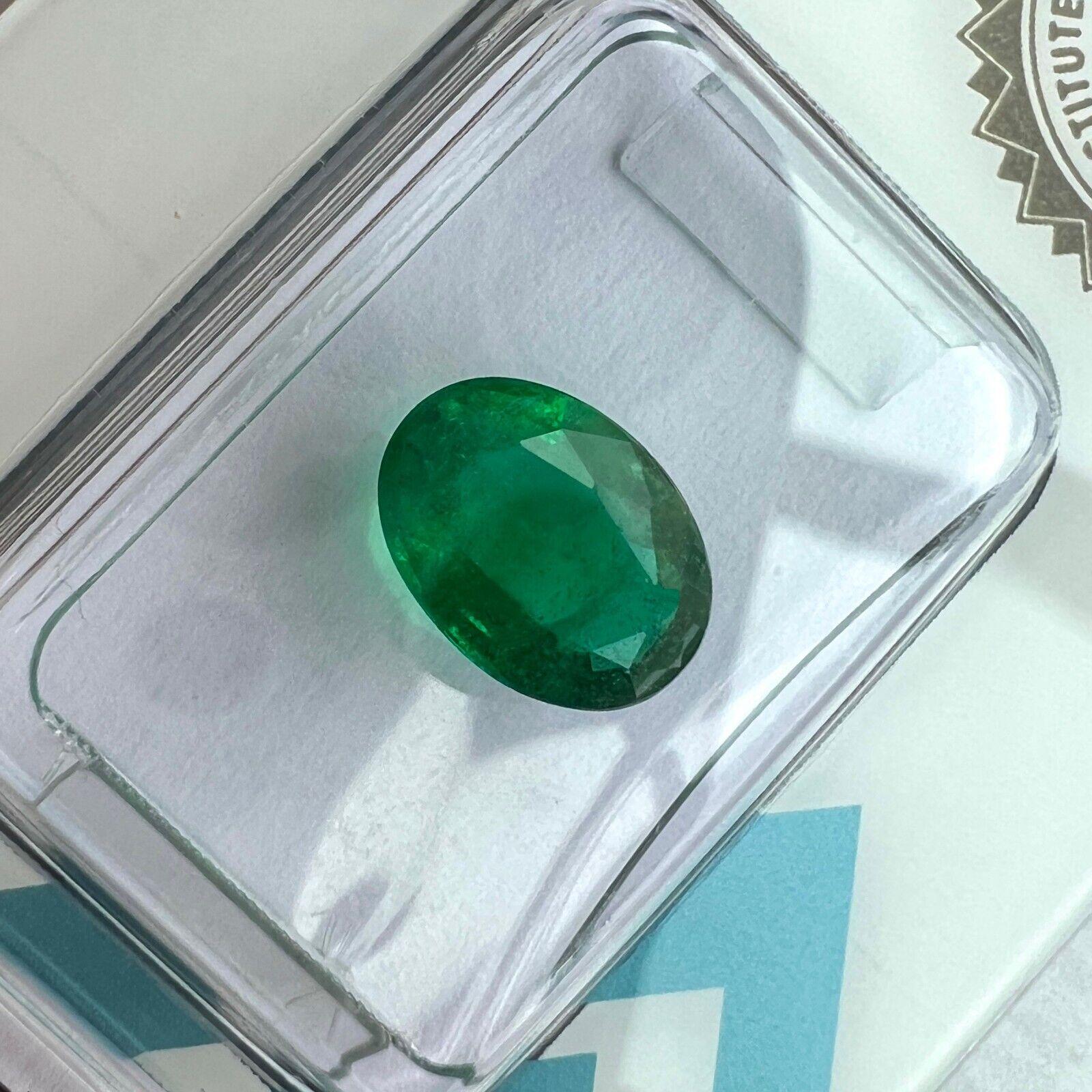 Women's or Men's IGI Certified 1.58ct Natural Deep Green Emerald Oval Cut Loose Gemstone