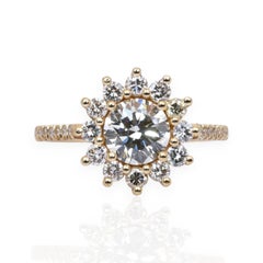 Bague en or jaune 18 carats certifiée IGI avec 1,59 ct de diamants