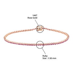 IGI Certified 1.60 Carat Natural Ruby Gemstone 18K Rose Gold Chain Bracelet