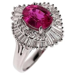 IGI Certified 1.63ct Natural Pink Sapphire 0.75ct Natural Diamonds Platinum Ring