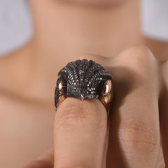 IGI Certified 1.64 Carat Natural Diamond and Ruby Eagle Motif Statement Ring