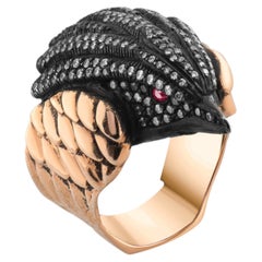 IGI Certified 1.64 Carat Natural Diamond and Ruby Eagle Motif Statement Ring