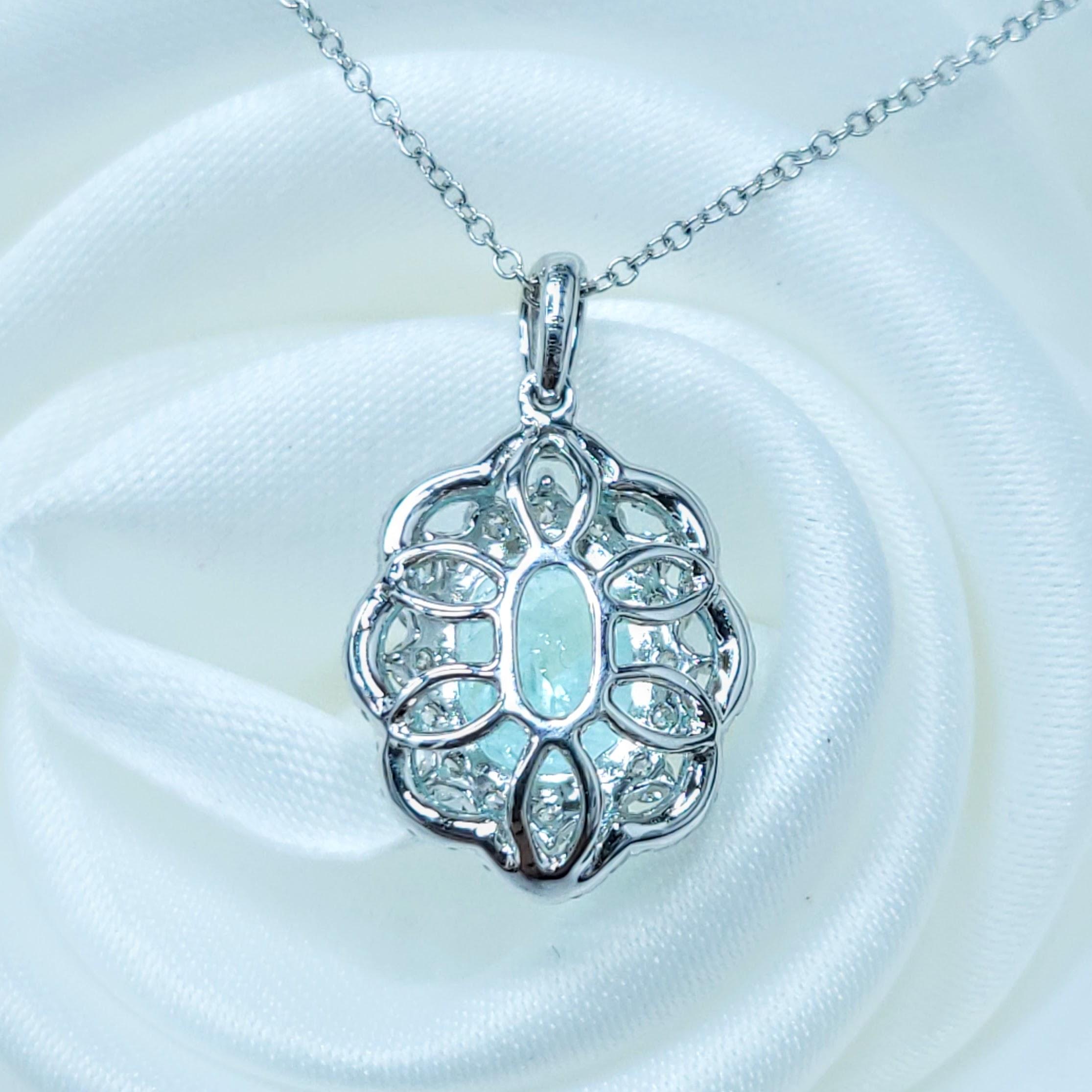 Paraiba e diamante da 1,64 carati certificati IGI in oro bianco 18 carati in vendita 4