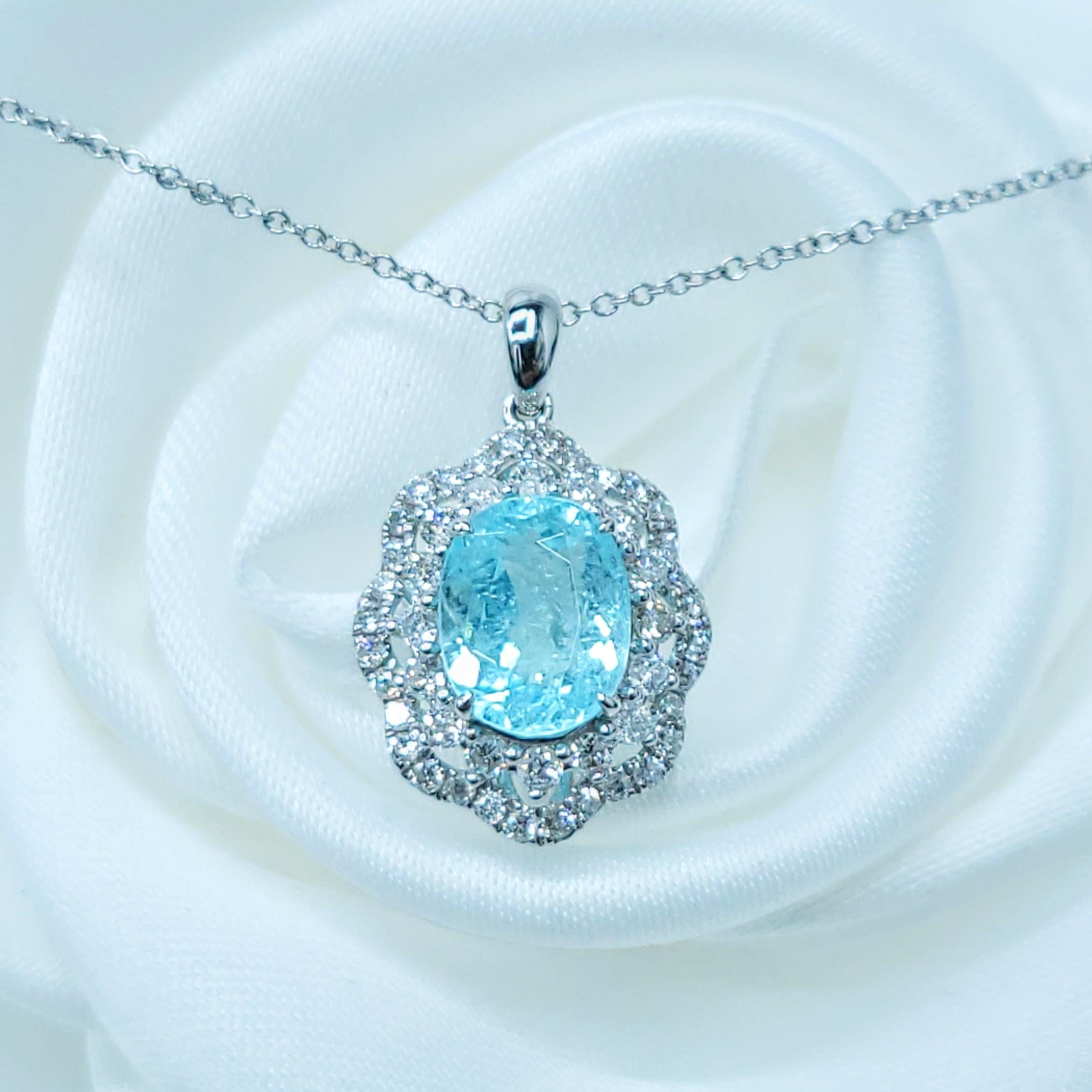 Paraiba e diamante da 1,64 carati certificati IGI in oro bianco 18 carati In condizioni Nuovo in vendita a KOWLOON, HK