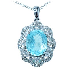 Paraiba e diamante da 1,64 carati certificati IGI in oro bianco 18 carati