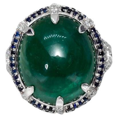 IGI Certified 16.45 Ct Emerald Diamond Antique Art Deco Style Engagement Ring