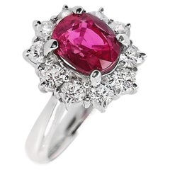 IGI Certified 1.64ct Natural Ruby and 0.65ct Natural Diamonds Platinum Ring