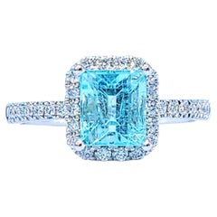 IGI Certified 1.65 Carat Paraiba and Diamond Ring in 18K White Gold