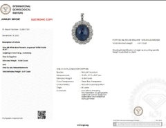 IGI Certified 16.56ct Sri Lankan Sapphire and Diamond Pendant in 18K White Gold