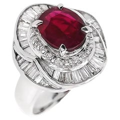 IGI Certified 1.65ct Natural Ruby and 0.95ct Natural Diamond Platinum Ring
