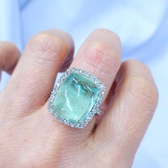 IGI-zertifiziert 16,66 Karat Paraiba und Diamant-Ring in 14K Weißgold