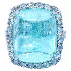 IGI-zertifiziert 16,66 Karat Paraiba und Diamant-Ring in 14K Weißgold