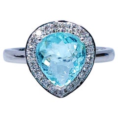 IGI Certified 1.68 Carat Paraiba and Diamond Ring in 18K White Gold